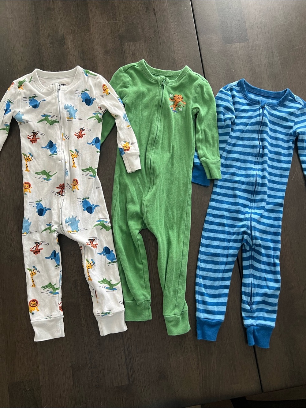 Old Navy Kids Green Zip One-Piece Footie Pajamas